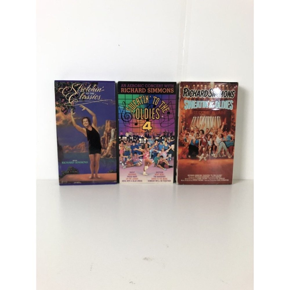 Richard Simmons (3 VHS Tape Lot 1990) Sweatin To The Oldies Stretchin To The Cla